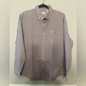Dockers Pink/Gray Casual Button Down Shirt with Checkered Pattern size Large.